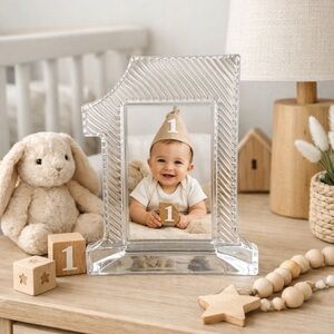Mikasa Clear Striped Glass Picture Frame –Number “1” Silhouette | Giftable Décor